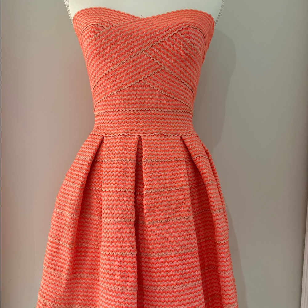 Elegant Coral Strapless Dress